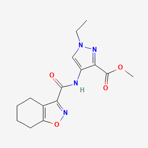 molecular formula C15H18N4O4 B4537368 methyl 1-ethyl-4-[(4,5,6,7-tetrahydro-1,2-benzisoxazol-3-ylcarbonyl)amino]-1H-pyrazole-3-carboxylate 