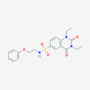 molecular formula C20H23N3O5S B4537376 1,3-diethyl-2,4-dioxo-N-(2-phenoxyethyl)-1,2,3,4-tetrahydro-6-quinazolinesulfonamide 