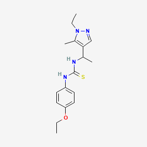 molecular formula C17H24N4OS B4537394 N-(4-ethoxyphenyl)-N'-[1-(1-ethyl-5-methyl-1H-pyrazol-4-yl)ethyl]thiourea 