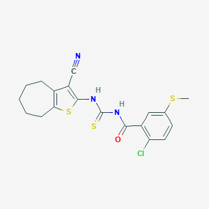 N-[2-CHLORO-5-(METHYLSULFANYL)BENZOYL]-N'-(3-CYANO-5,6,7,8-TETRAHYDRO-4H-CYCLOHEPTA[B]THIOPHEN-2-YL)THIOUREA