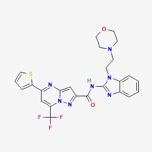 molecular formula C25H22F3N7O2S B4537417 N-{1-[2-(4-morpholinyl)ethyl]-1H-benzimidazol-2-yl}-5-(2-thienyl)-7-(trifluoromethyl)pyrazolo[1,5-a]pyrimidine-2-carboxamide 