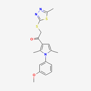 molecular formula C18H19N3O2S2 B4537420 1-[1-(3-methoxyphenyl)-2,5-dimethyl-1H-pyrrol-3-yl]-2-[(5-methyl-1,3,4-thiadiazol-2-yl)thio]ethanone 