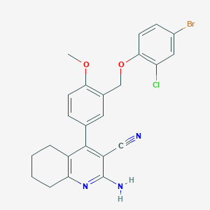 molecular formula C24H21BrClN3O2 B453743 2-Amino-4-{3-[(4-bromo-2-chlorophenoxy)methyl]-4-methoxyphenyl}-5,6,7,8-tetrahydro-3-quinolinecarbonitrile 