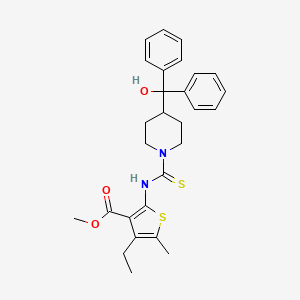 molecular formula C28H32N2O3S2 B4537436 methyl 4-ethyl-2-[({4-[hydroxy(diphenyl)methyl]-1-piperidinyl}carbonothioyl)amino]-5-methyl-3-thiophenecarboxylate 
