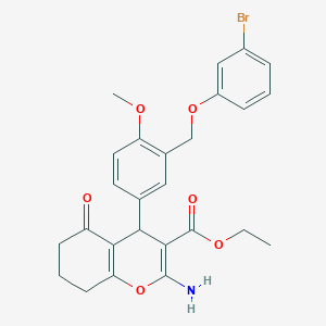 molecular formula C26H26BrNO6 B453747 ethyl 2-amino-4-{3-[(3-bromophenoxy)methyl]-4-methoxyphenyl}-5-oxo-5,6,7,8-tetrahydro-4H-chromene-3-carboxylate 