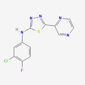 molecular formula C12H7ClFN5S B4537480 N-(3-chloro-4-fluorophenyl)-5-(2-pyrazinyl)-1,3,4-thiadiazol-2-amine 