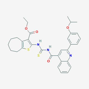 ethyl 2-{[({[2-(3-isopropoxyphenyl)-4-quinolinyl]carbonyl}amino)carbothioyl]amino}-5,6,7,8-tetrahydro-4H-cyclohepta[b]thiophene-3-carboxylate