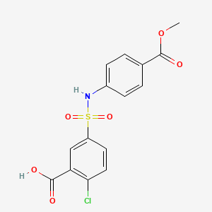 molecular formula C15H12ClNO6S B4537512 2-chloro-5-({[4-(methoxycarbonyl)phenyl]amino}sulfonyl)benzoic acid 
