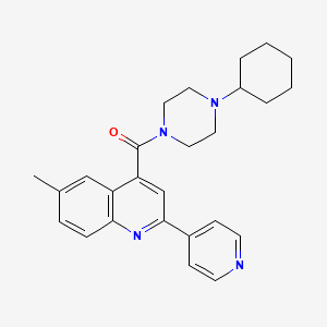 molecular formula C26H30N4O B4537527 4-[(4-cyclohexyl-1-piperazinyl)carbonyl]-6-methyl-2-(4-pyridinyl)quinoline 