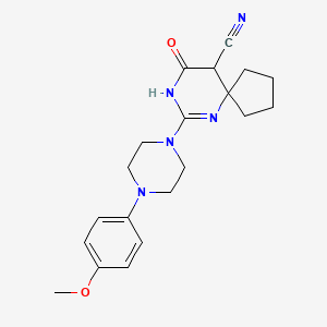 molecular formula C20H25N5O2 B4537540 7-[4-(4-methoxyphenyl)-1-piperazinyl]-9-oxo-6,8-diazaspiro[4.5]dec-7-ene-10-carbonitrile 