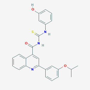 molecular formula C26H23N3O3S B453755 N-(3-hydroxyphenyl)-N'-{[2-(3-isopropoxyphenyl)-4-quinolinyl]carbonyl}thiourea 
