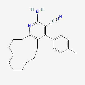 molecular formula C23H29N3 B4537551 2-amino-4-(4-methylphenyl)-5,6,7,8,9,10,11,12,13,14-decahydrocyclododeca[b]pyridine-3-carbonitrile 