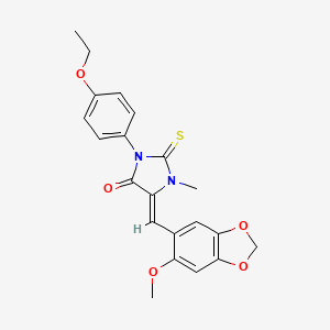 molecular formula C21H20N2O5S B4537559 3-(4-ethoxyphenyl)-5-[(6-methoxy-1,3-benzodioxol-5-yl)methylene]-1-methyl-2-thioxo-4-imidazolidinone 