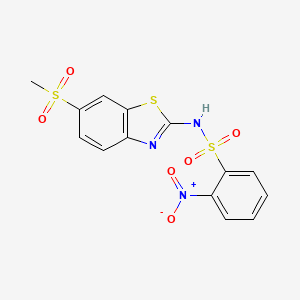 molecular formula C14H11N3O6S3 B4537574 N-[6-(甲基磺酰基)-1,3-苯并噻唑-2-基]-2-硝基苯磺酰胺 