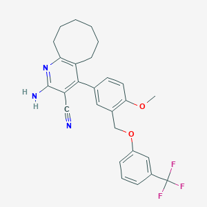 2-Amino-4-(4-methoxy-3-{[3-(trifluoromethyl)phenoxy]methyl}phenyl)-5,6,7,8,9,10-hexahydrocycloocta[b]pyridine-3-carbonitrile