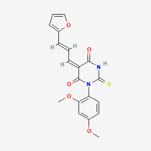 molecular formula C19H16N2O5S B4537596 1-(2,4-dimethoxyphenyl)-5-[3-(2-furyl)-2-propen-1-ylidene]-2-thioxodihydro-4,6(1H,5H)-pyrimidinedione 