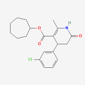 molecular formula C20H24ClNO3 B4537609 cycloheptyl 4-(3-chlorophenyl)-2-methyl-6-oxo-1,4,5,6-tetrahydro-3-pyridinecarboxylate 