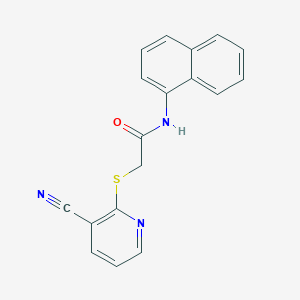 molecular formula C18H13N3OS B4537633 2-[(3-cyano-2-pyridinyl)thio]-N-1-naphthylacetamide 