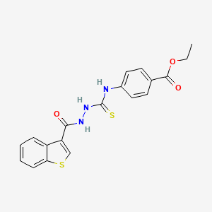 molecular formula C19H17N3O3S2 B4537639 ethyl 4-({[2-(1-benzothien-3-ylcarbonyl)hydrazino]carbonothioyl}amino)benzoate 