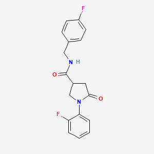 molecular formula C18H16F2N2O2 B4537645 N-(4-fluorobenzyl)-1-(2-fluorophenyl)-5-oxo-3-pyrrolidinecarboxamide 