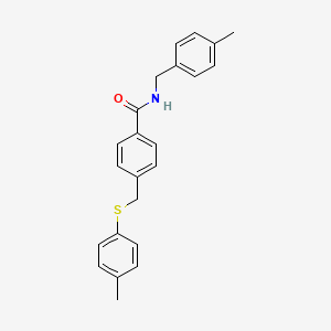 molecular formula C23H23NOS B4537656 N-(4-methylbenzyl)-4-{[(4-methylphenyl)thio]methyl}benzamide 
