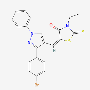 molecular formula C21H16BrN3OS2 B4537659 5-{[3-(4-bromophenyl)-1-phenyl-1H-pyrazol-4-yl]methylene}-3-ethyl-2-thioxo-1,3-thiazolidin-4-one 