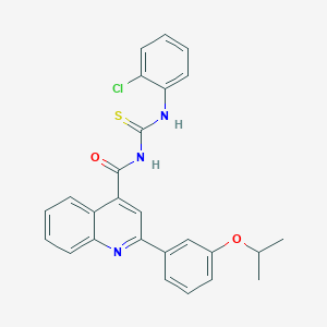 molecular formula C26H22ClN3O2S B453767 N-(2-chlorophenyl)-N'-{[2-(3-isopropoxyphenyl)-4-quinolinyl]carbonyl}thiourea 