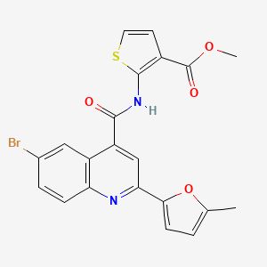 molecular formula C21H15BrN2O4S B4537672 methyl 2-({[6-bromo-2-(5-methyl-2-furyl)-4-quinolinyl]carbonyl}amino)-3-thiophenecarboxylate 