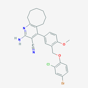 molecular formula C26H25BrClN3O2 B453769 2-Amino-4-{3-[(4-bromo-2-chlorophenoxy)methyl]-4-methoxyphenyl}-5,6,7,8,9,10-hexahydrocycloocta[b]pyridine-3-carbonitrile 