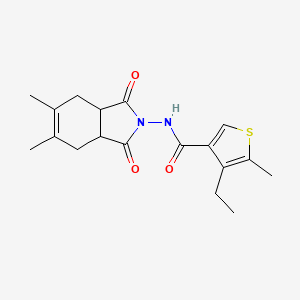 molecular formula C18H22N2O3S B4537692 N-(5,6-dimethyl-1,3-dioxo-1,3,3a,4,7,7a-hexahydro-2H-isoindol-2-yl)-4-ethyl-5-methyl-3-thiophenecarboxamide 