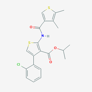 molecular formula C21H20ClNO3S2 B453770 Isopropyl 4-(2-chlorophenyl)-2-{[(4,5-dimethyl-3-thienyl)carbonyl]amino}-3-thiophenecarboxylate 