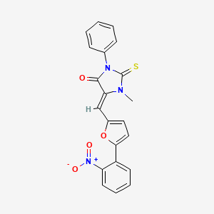 1-methyl-5-{[5-(2-nitrophenyl)-2-furyl]methylene}-3-phenyl-2-thioxo-4-imidazolidinone