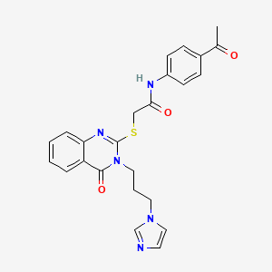 molecular formula C24H23N5O3S B4537743 N-(4-acetylphenyl)-2-({3-[3-(1H-imidazol-1-yl)propyl]-4-oxo-3,4-dihydro-2-quinazolinyl}thio)acetamide 