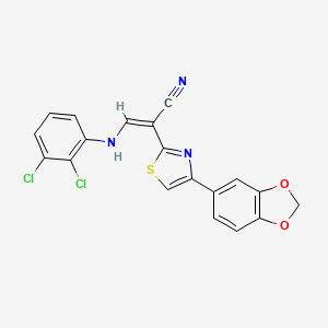 molecular formula C19H11Cl2N3O2S B4537746 2-[4-(1,3-benzodioxol-5-yl)-1,3-thiazol-2-yl]-3-[(2,3-dichlorophenyl)amino]acrylonitrile 