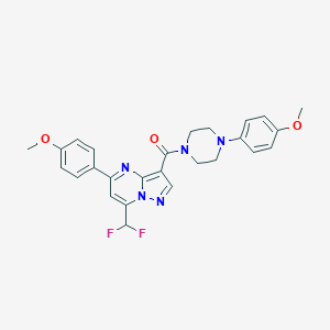 molecular formula C26H25F2N5O3 B453775 [7-(Difluoromethyl)-5-(4-methoxyphenyl)pyrazolo[1,5-a]pyrimidin-3-yl][4-(4-methoxyphenyl)piperazin-1-yl]methanone 