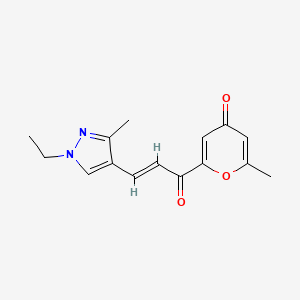 molecular formula C15H16N2O3 B4537752 2-[3-(1-ethyl-3-methyl-1H-pyrazol-4-yl)acryloyl]-6-methyl-4H-pyran-4-one 