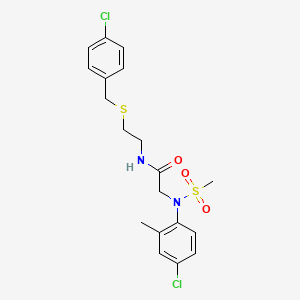 molecular formula C19H22Cl2N2O3S2 B4537787 N~1~-{2-[(4-chlorobenzyl)thio]ethyl}-N~2~-(4-chloro-2-methylphenyl)-N~2~-(methylsulfonyl)glycinamide 