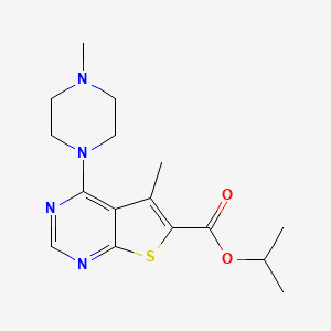molecular formula C16H22N4O2S B4537823 isopropyl 5-methyl-4-(4-methyl-1-piperazinyl)thieno[2,3-d]pyrimidine-6-carboxylate 