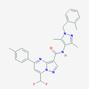 molecular formula C28H26F2N6O B453783 7-(difluoromethyl)-N-[3,5-dimethyl-1-(2-methylbenzyl)-1H-pyrazol-4-yl]-5-(4-methylphenyl)pyrazolo[1,5-a]pyrimidine-3-carboxamide 