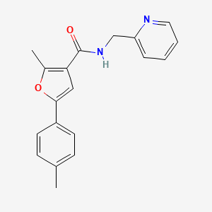 molecular formula C19H18N2O2 B4537838 2-methyl-5-(4-methylphenyl)-N-(2-pyridinylmethyl)-3-furamide 