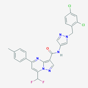 molecular formula C25H18Cl2F2N6O B453784 N-[1-(2,4-dichlorobenzyl)-1H-pyrazol-4-yl]-7-(difluoromethyl)-5-(4-methylphenyl)pyrazolo[1,5-a]pyrimidine-3-carboxamide 
