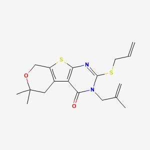 molecular formula C18H22N2O2S2 B4537843 2-(allylthio)-6,6-dimethyl-3-(2-methyl-2-propen-1-yl)-3,5,6,8-tetrahydro-4H-pyrano[4',3':4,5]thieno[2,3-d]pyrimidin-4-one 