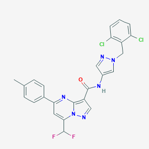 molecular formula C25H18Cl2F2N6O B453785 N-[1-(2,6-dichlorobenzyl)-1H-pyrazol-4-yl]-7-(difluoromethyl)-5-(4-methylphenyl)pyrazolo[1,5-a]pyrimidine-3-carboxamide 