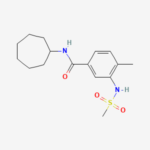 molecular formula C16H24N2O3S B4537851 N-cycloheptyl-4-methyl-3-[(methylsulfonyl)amino]benzamide 