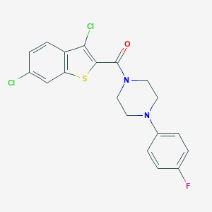 molecular formula C19H15Cl2FN2OS B453786 1-[(3,6-Dichloro-1-benzothien-2-yl)carbonyl]-4-(4-fluorophenyl)piperazine CAS No. 445238-32-4