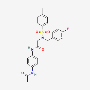 molecular formula C24H24FN3O4S B4537864 N~1~-[4-(acetylamino)phenyl]-N~2~-(4-fluorobenzyl)-N~2~-[(4-methylphenyl)sulfonyl]glycinamide 