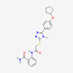 molecular formula C23H25N5O3S B4537874 2-{[({5-[4-(cyclopentyloxy)phenyl]-4-methyl-4H-1,2,4-triazol-3-yl}thio)acetyl]amino}benzamide 