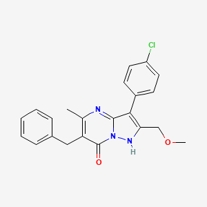 molecular formula C22H20ClN3O2 B4537888 6-benzyl-3-(4-chlorophenyl)-2-(methoxymethyl)-5-methylpyrazolo[1,5-a]pyrimidin-7(4H)-one 