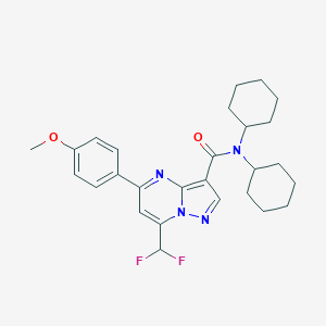 molecular formula C27H32F2N4O2 B453789 N,N-dicyclohexyl-7-(difluoromethyl)-5-(4-methoxyphenyl)pyrazolo[1,5-a]pyrimidine-3-carboxamide 