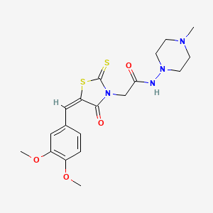 molecular formula C19H24N4O4S2 B4537903 2-[5-(3,4-dimethoxybenzylidene)-4-oxo-2-thioxo-1,3-thiazolidin-3-yl]-N-(4-methyl-1-piperazinyl)acetamide 